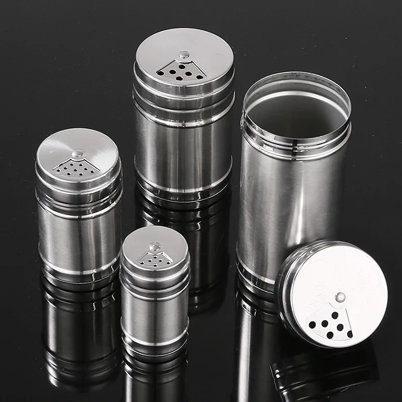 Stainless Steel Seasoning Spice Jars Barbecue Salt Shaker Pepper Bottle Flour Fine Sieve Tool Condiments Kitchen Accessories
