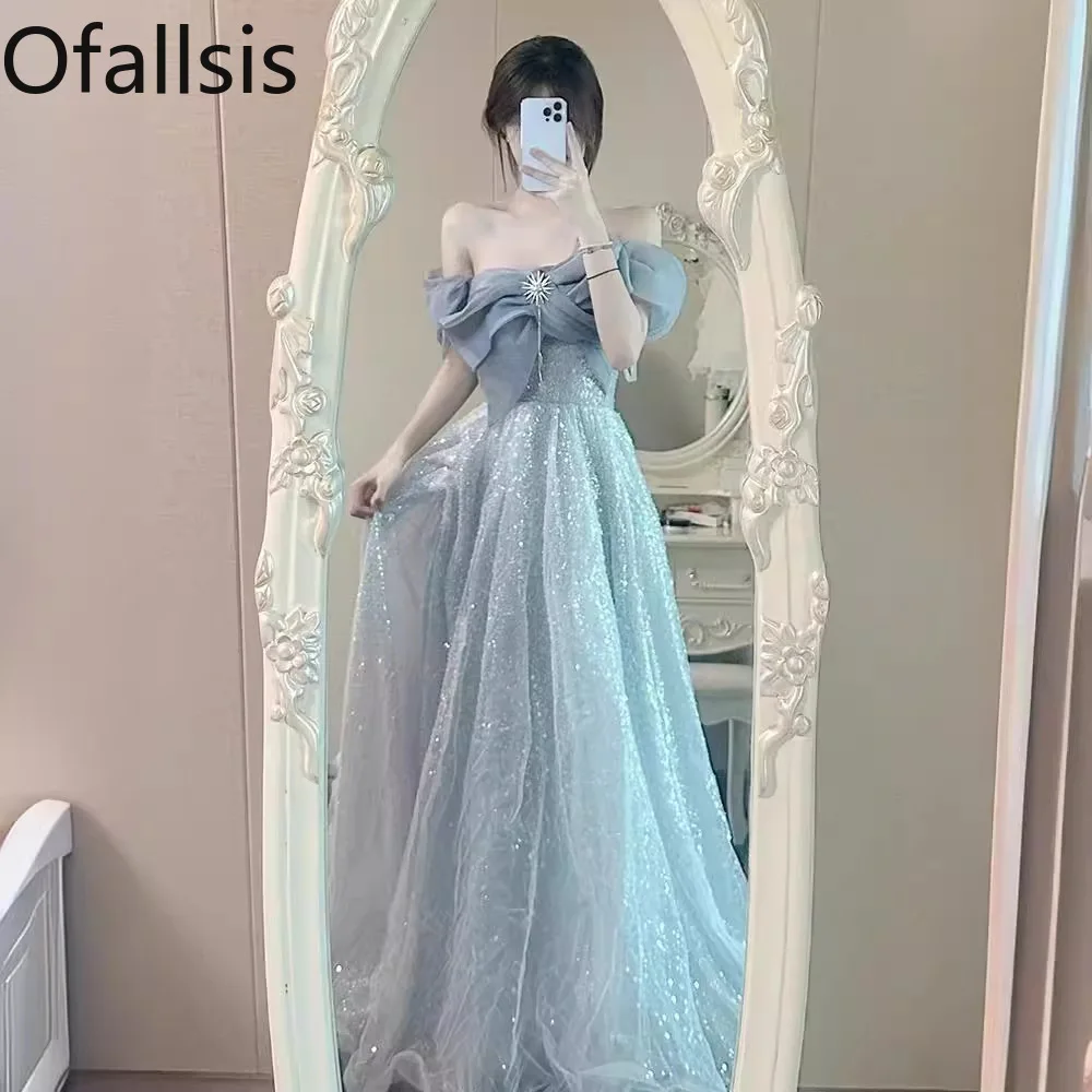 

Ofallsis One Shoulder Evening Dress 2024 New Women's Banquet Elegant Luxurious High-end Host Art Exam Adult Gift Fluffy Dresses