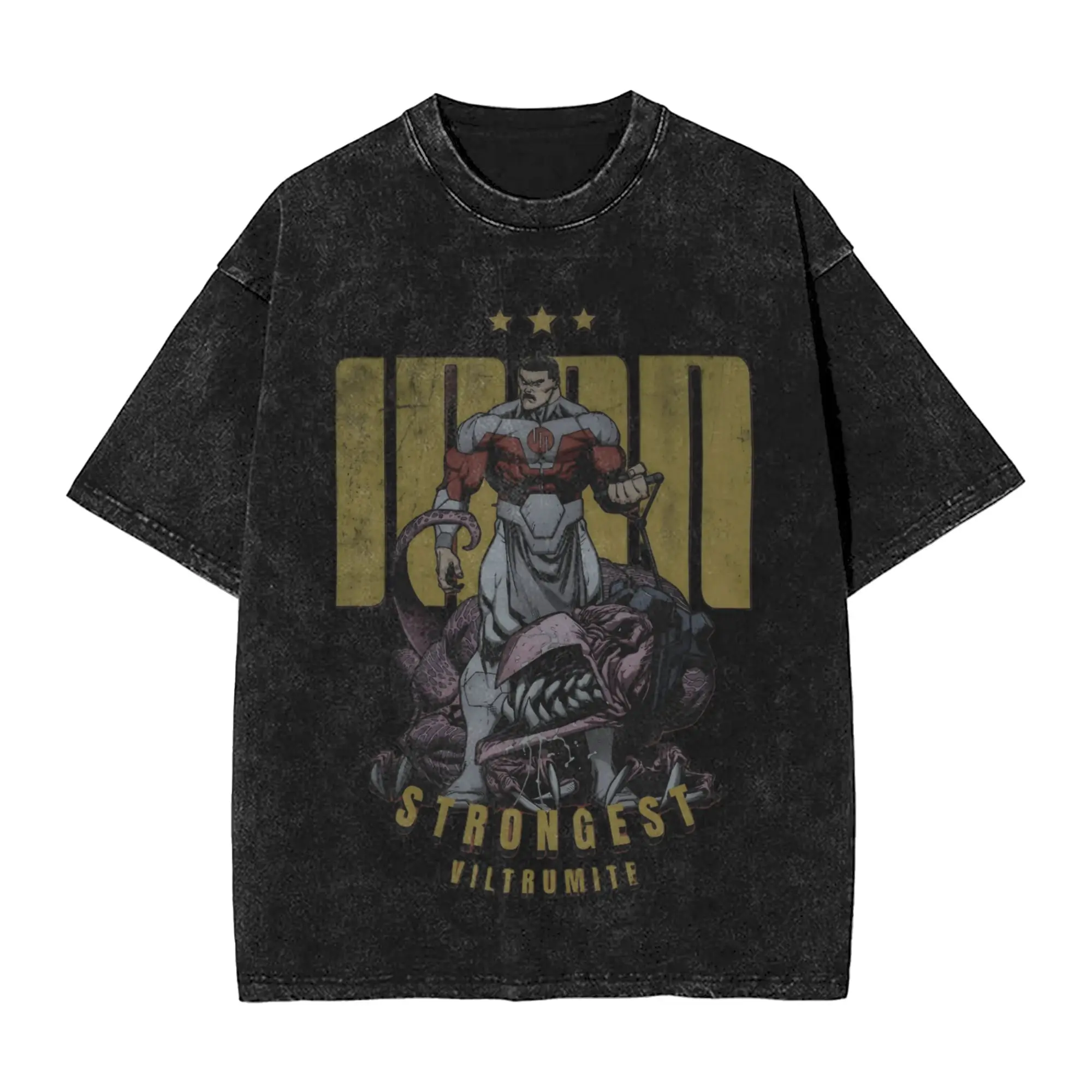 Invincible Cartoon Comic Washed Streetwear HipHop Oversized T-Shirt