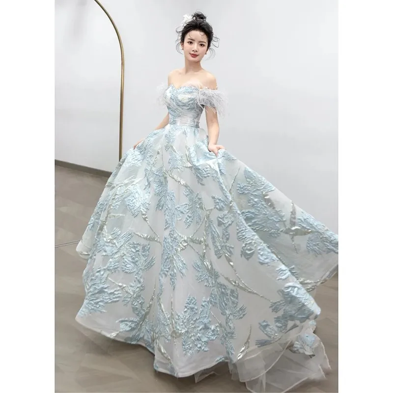 

off-Shoulder Toast Dress for Women Niche Super Fairy Escape Adult Ceremony Banquet