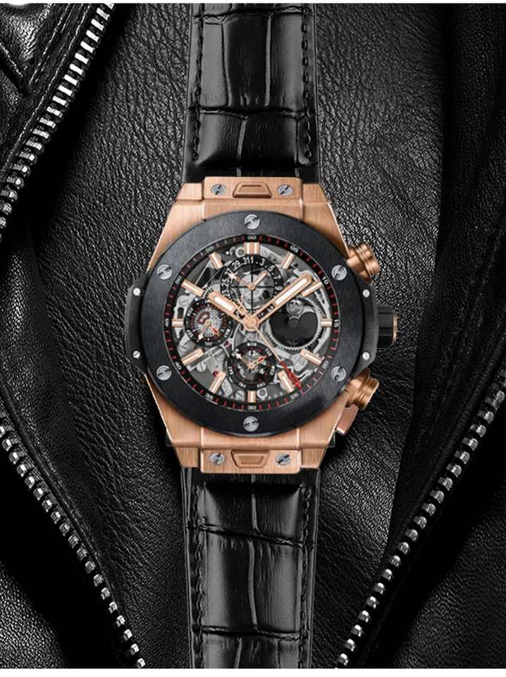 BCMCBV Bracelet de montre en cuir de vache véritable marron noir 26 x 19 mm pour bracelet Hublot Big Bang avec boucle en acier inoxydable, 26-19mm, Agate