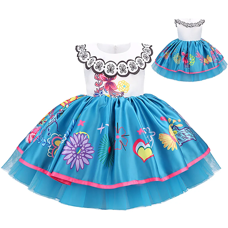 Encanto Mirabel Charm Dresses Carnival Halloween Children Princess Dress Birthday Party Madrigal Costume Kids Girls Prom Gowns