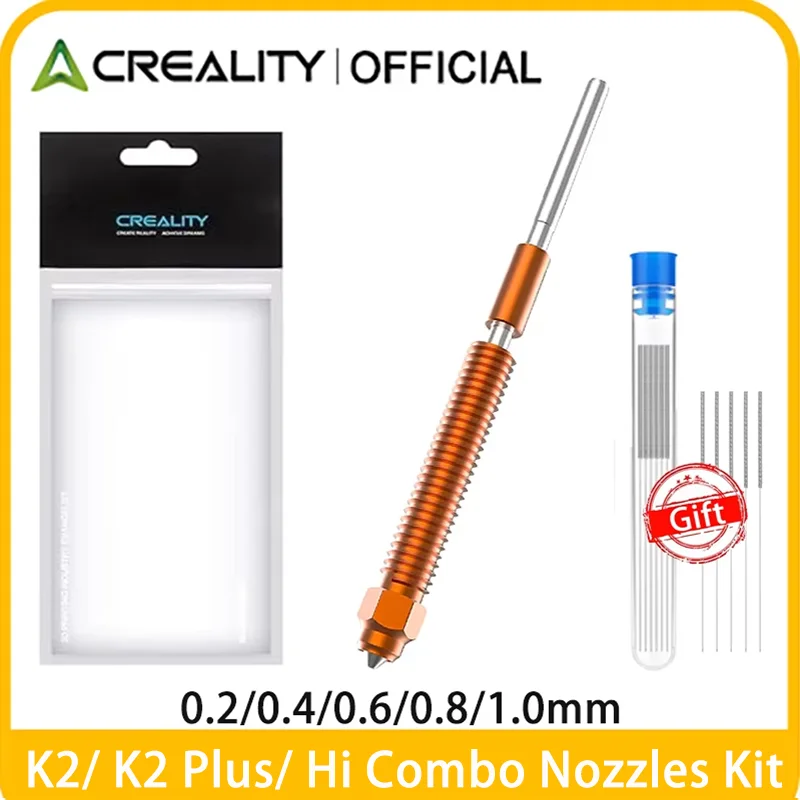 1 Stück Creality K2/K2 Pro/K2 Plus Düsen-Set mit 5 Stück Reinigungsnadeln, Düsen aus Kupferlegierung und gehärtetem Stahl für 3D-Drucker