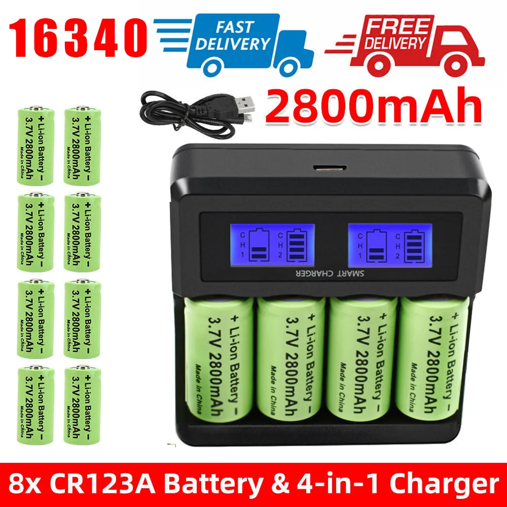 2800Mah Ricaricabile 3.7V Li-Ion 16340 Batterie Batteria Cr123A Per Telecamera Di Sicurezza Arlo Per Batteria 16340 Cr123A