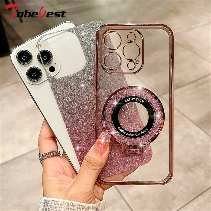 Glitter Plating Magnetic Phone Case with Silicone Cover
