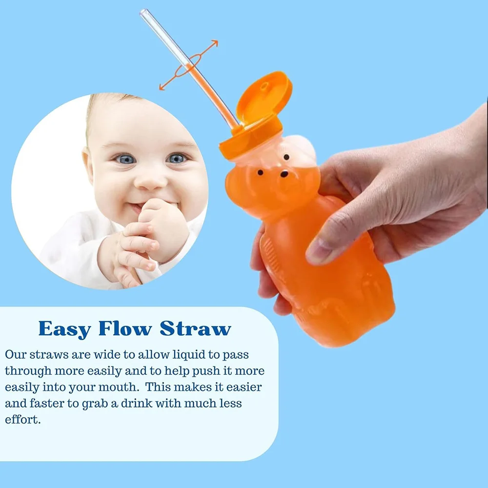 Honey Bear Straw Cups for Babies with Flexible Straws 8 OZ Sippy Bottles Food-Grade BPA Free