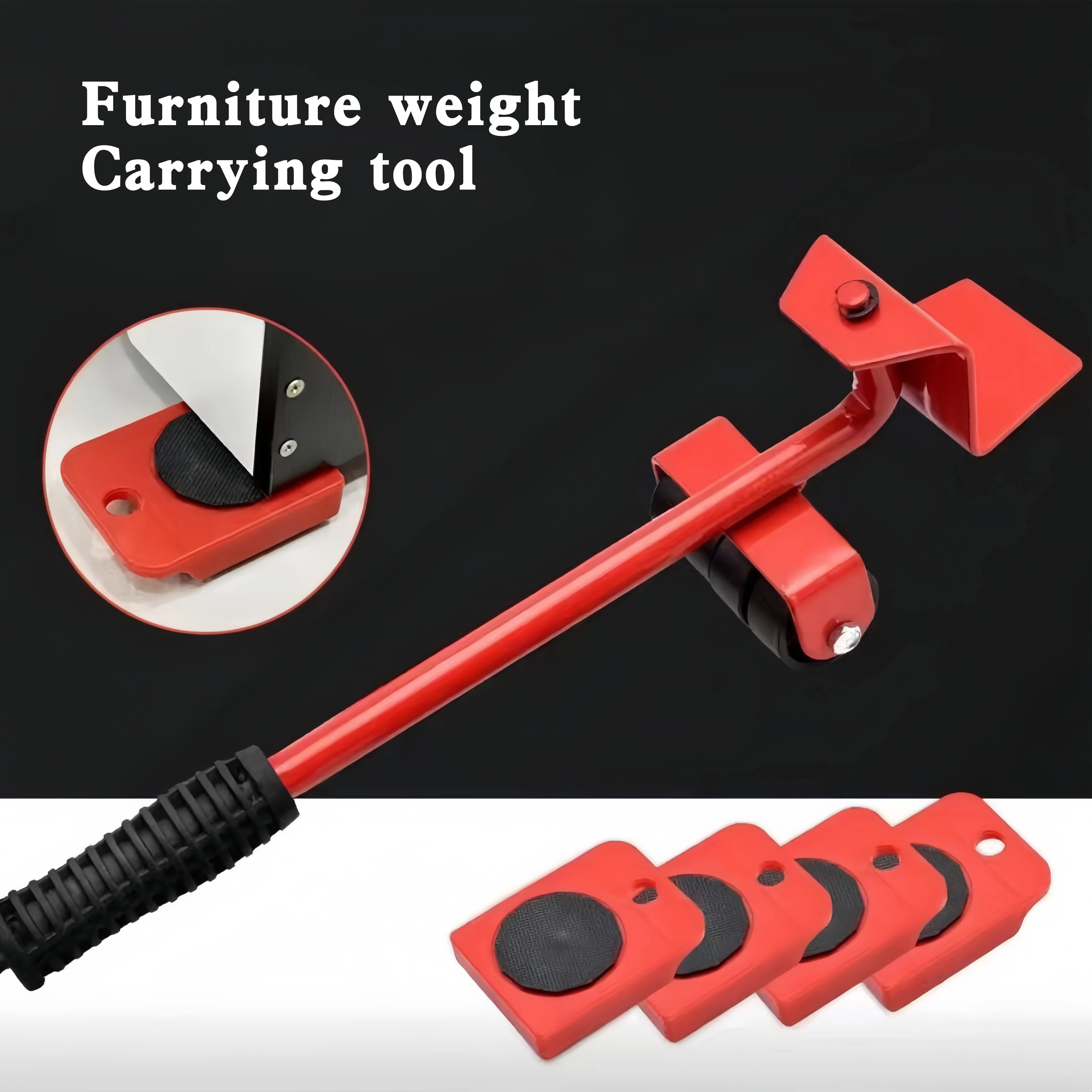 Furniture Lifter Set Of 5 3.9"x3.07" Furniture Slides Kit Move Roller Tools 360 Degree Rotatable Pads Easily Rede