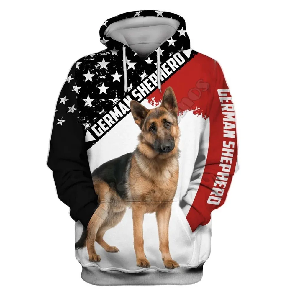 thumbnail image 1 of Sudadera con capucha y estampado 3D por todas partes con diseño de pastor alemán Love Dog Love Dog 01, 1 of 5