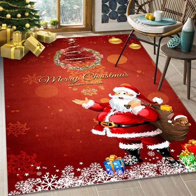 Area Rug For Bedroom Living Room,xmas Santa Claus Christmas Tree