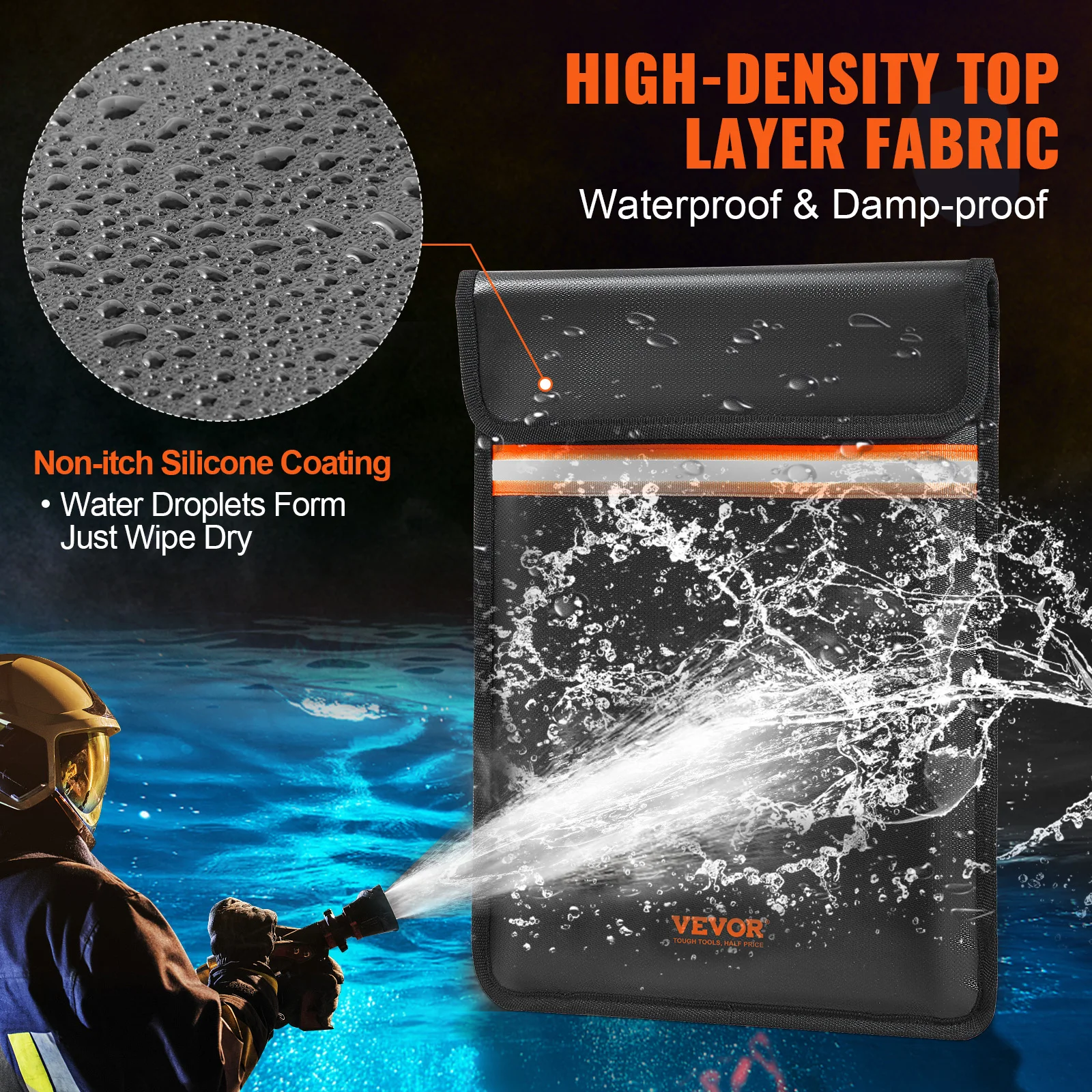 Money Document Pouch VEVOR Fireproof 2-layer/ 1-layer 2000℉ Fireproof & Waterproof Storage for Documents Jewelry