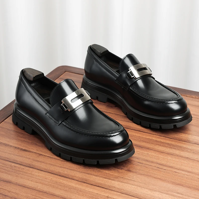 Leather shoes man, suit foot, formal marriage, upscale, handmade, round head, height, work wear