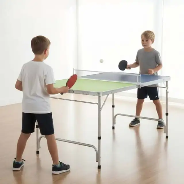 Portable Ping Pong Table Foldable Table Tennis Table with Aluminum Frame-Green