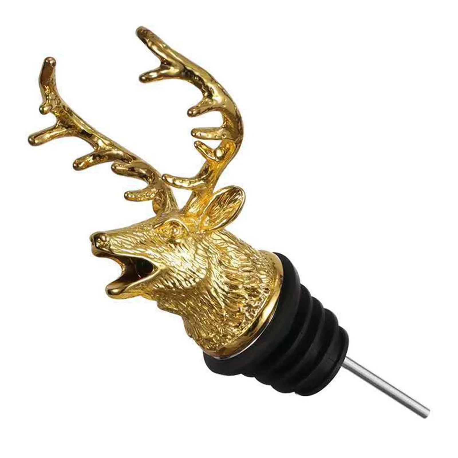Zinc Alloy Deer Head Red Wine Aerator Pourer Wine Bottle Stopper Tool Eye Catching Animal Shape Design Made for Longevity