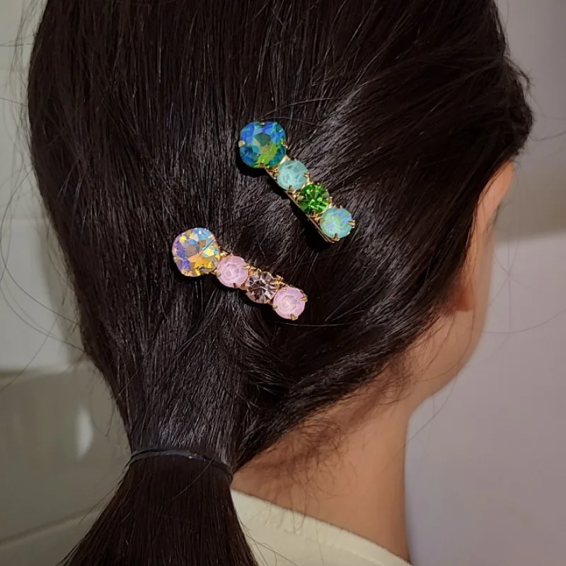 

Блестящий блестящий зажим для челки, французская элегантная женская заколка для волос на спине, модная заколка для волос с кристаллами, аксессуары для укладки волос