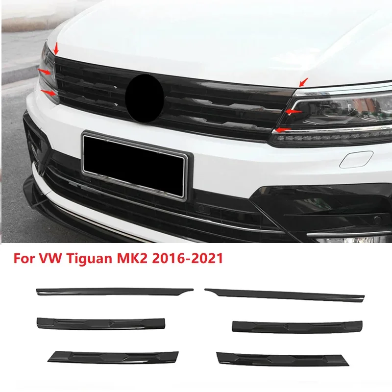 Voor VW Voor TIGUAN Mk2 Europa Versie 2016 2017 2018 2021 2 Stuks Voorkant Motorkap Grille Grill Mesh Sticker Deksel Refit Molding Stijl