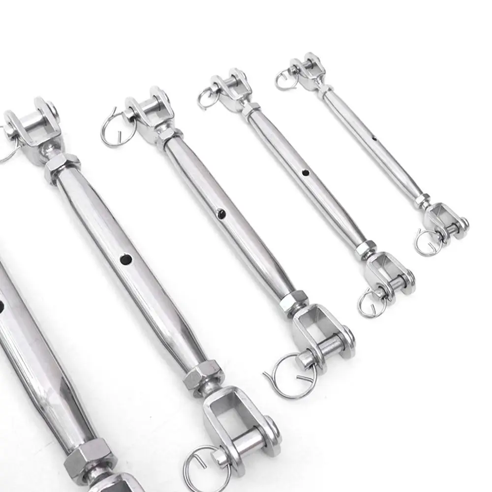 1PC M5-M12 304 Stainless Steel Marine Rigging Screw Closed Body Jaw Turnbuckle Bolt Wire Rope Tensioner Length Adjuster Clamp stainless steel screws wire rope fasteners