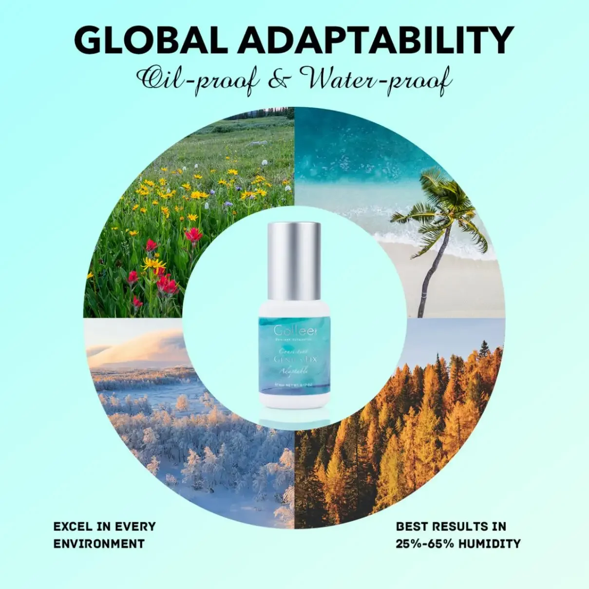 Gollee Eyelash Extension Glue Sweatproof for Running Waterproof Swimming 0.5-1s Fast Drying Professional