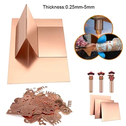 Pure Copper Metal Plate, 0.25 - 8mm Thickness, 50 - 1000mm Length, 99.9% Purity - 0.3x300x300mm
