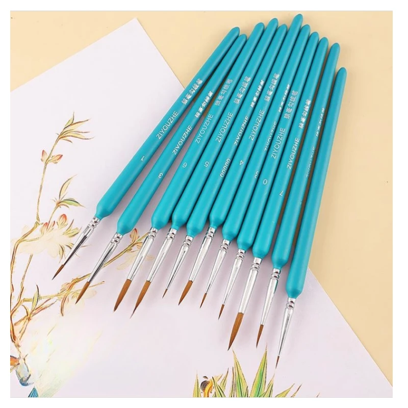 Professional Paint Brush Wolf Fine Painting Pen Nylon Hair Brush Sets Detail Painting Drawing Line Pen 11Pcs Art Supplies paint brush