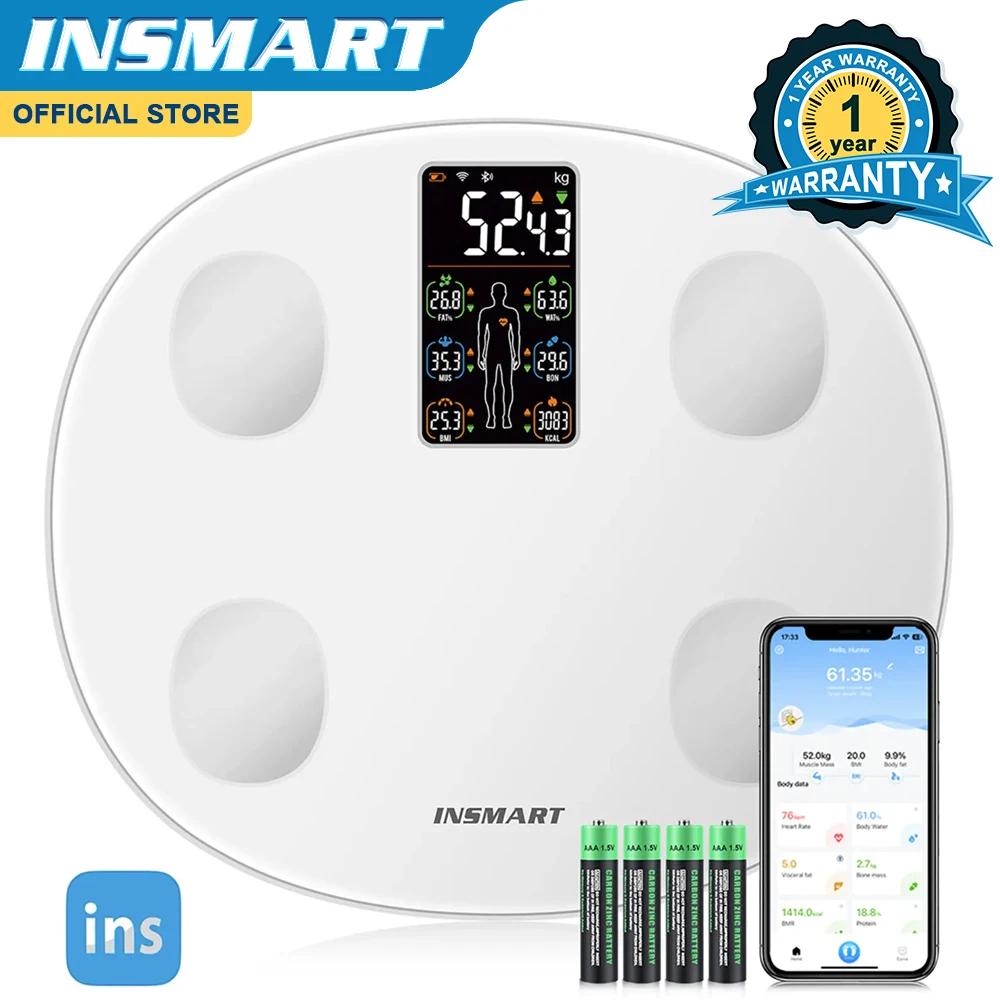Electronic Scale Weight Scale INSMART Digital Body Weight Scale with Screen for Body Fat Scale BMI Bluetooth Bathroom Scales Balance Smart Scales