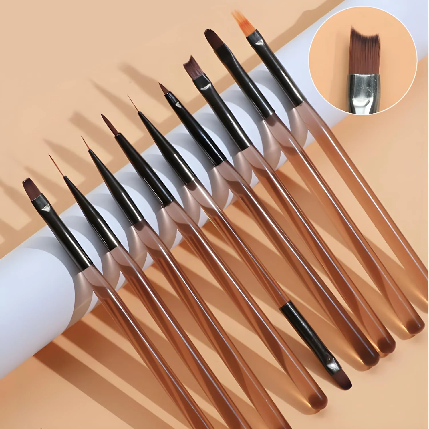9-Piece UV Gel Pen Nail Brush Set for Acrylic Painting, French Manicure