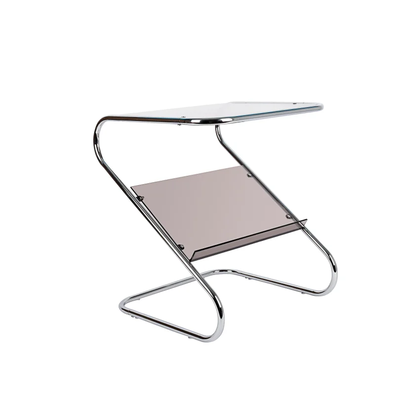 Z Shaped Modern Home Furniture Glass Side Table Magazine Rack Coffee Table Metal Frame Side Table sovid gaming table 47 inch pc computer desk w led rgb lights y shaped legs gamer handle rack cup holder