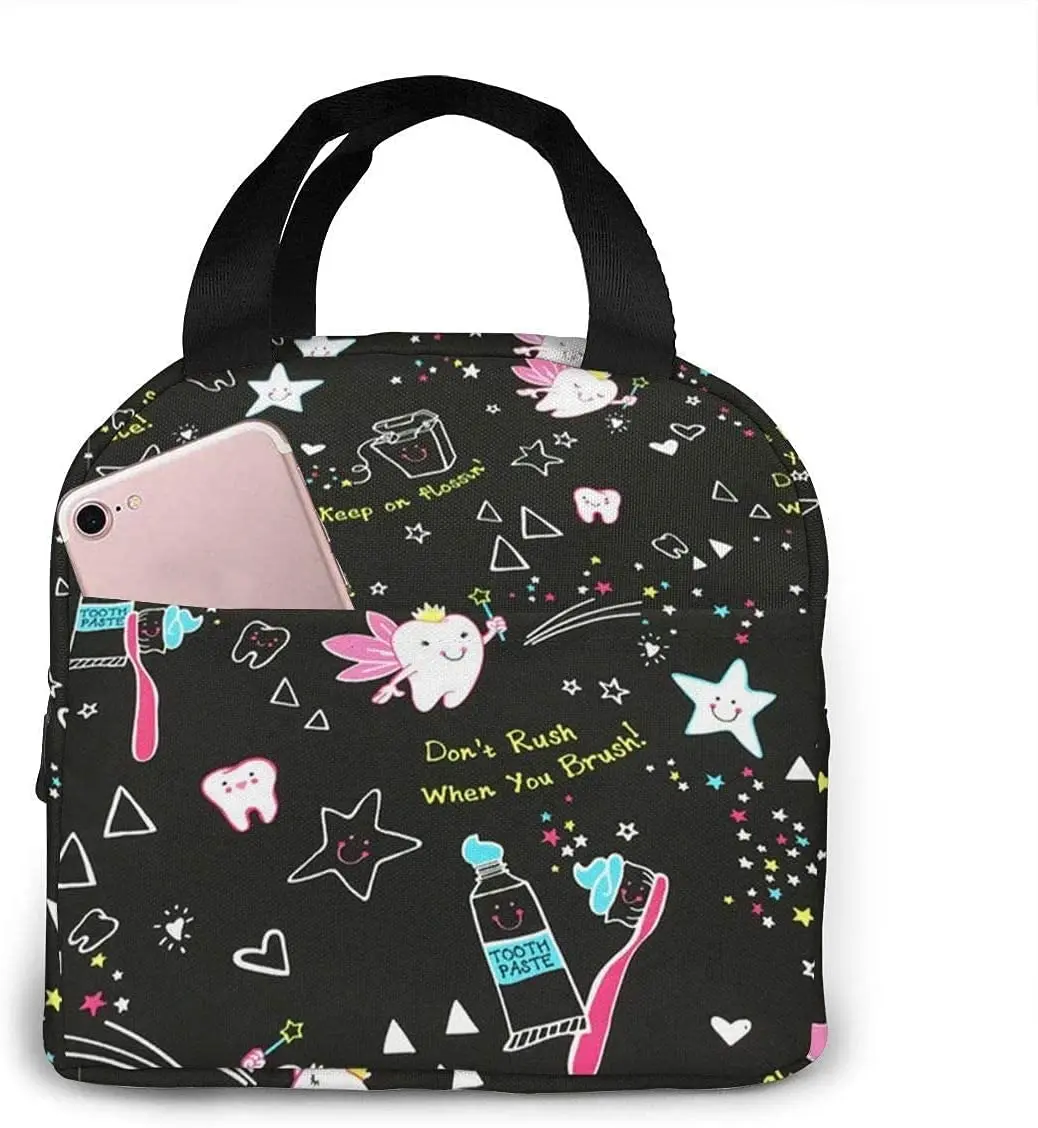 

Dentist Dental Hygienist Tote Bag Lunch Bag for Women Lunch Box Insulated Lunch Container for Office School Picnic Beach