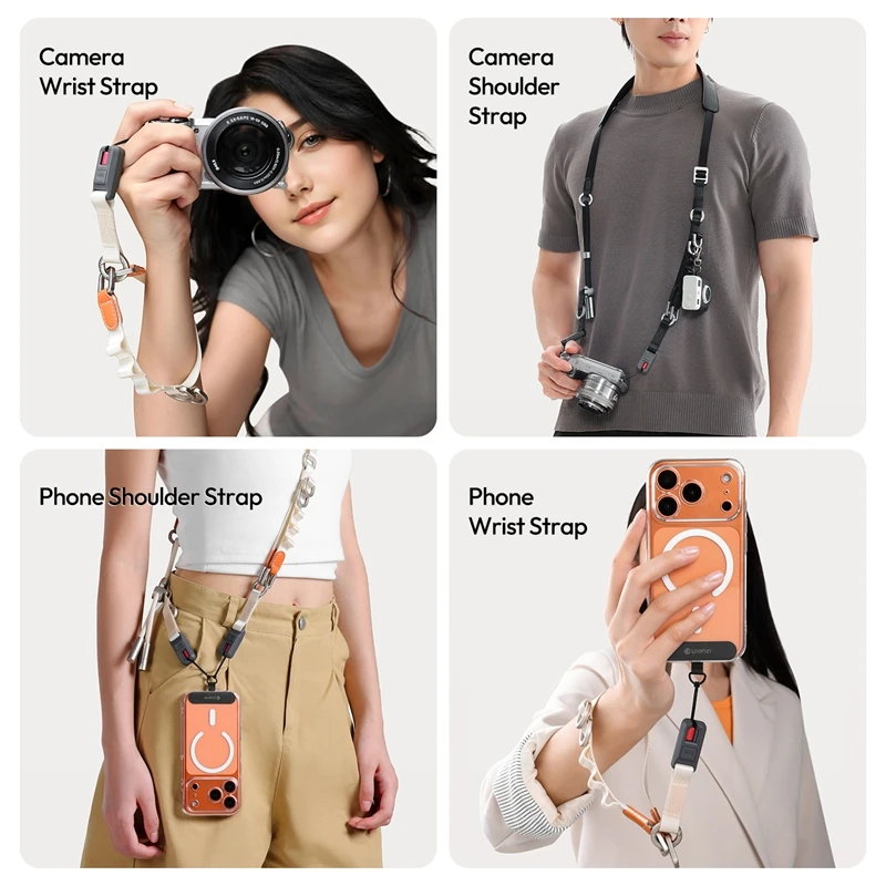 Ulanzi YF01 Y-Flex Strap with Quick Release Buckle 3-in-1 Shoulder Wrist Strap Charging Cable for Outdoor Travel Camera Shots