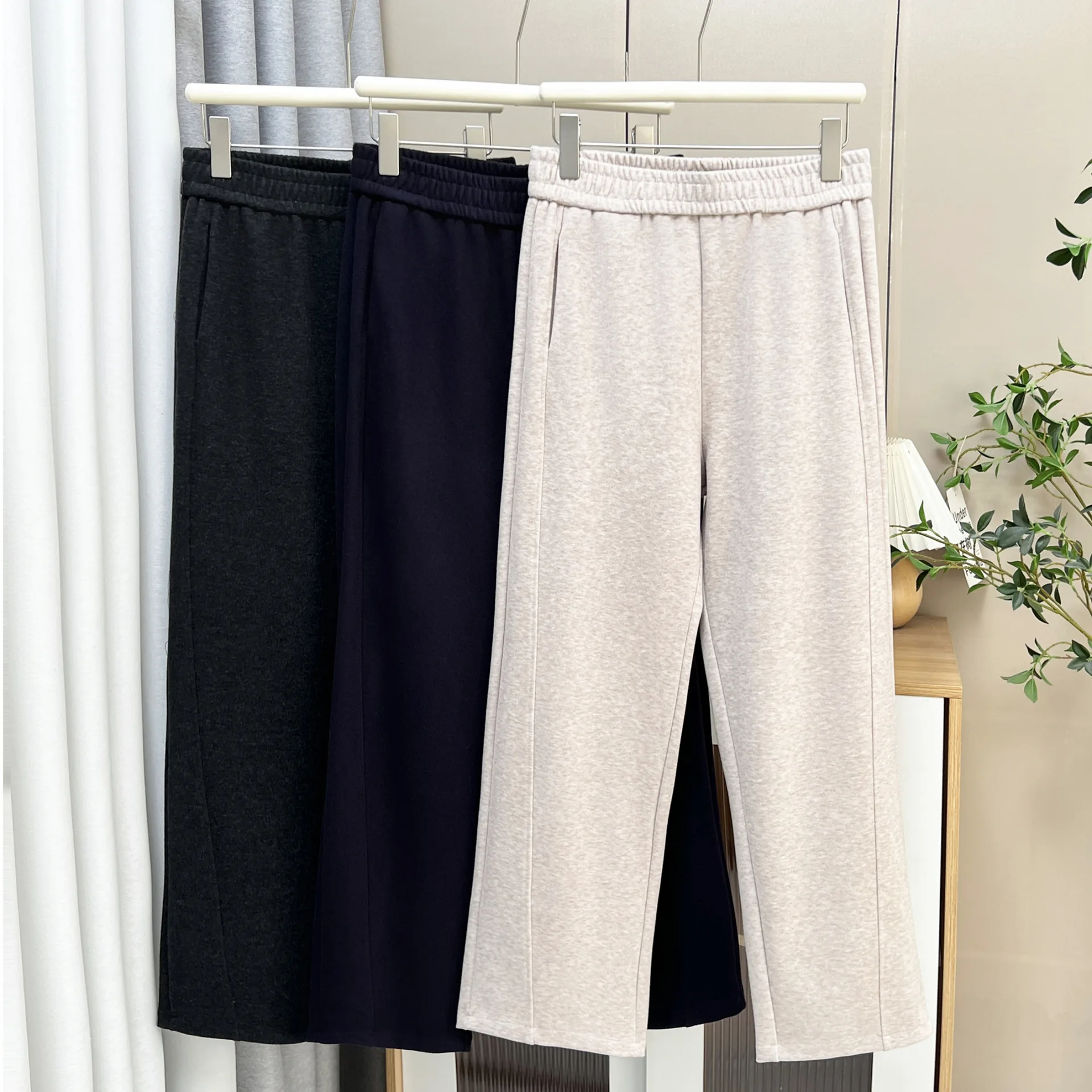 XXXXL Fashion Plus Size Women's Straight Leg Pants 2025 Autumn And Winter New Thickened Casual Trousers 2565