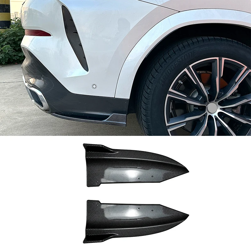 

Carbon look/Glossy black Car Rear Bumper Lip Side Skirt Splitters Spoiler Lips Wing Trim For BMW X6 G06 M Sport 2020 2021 2022