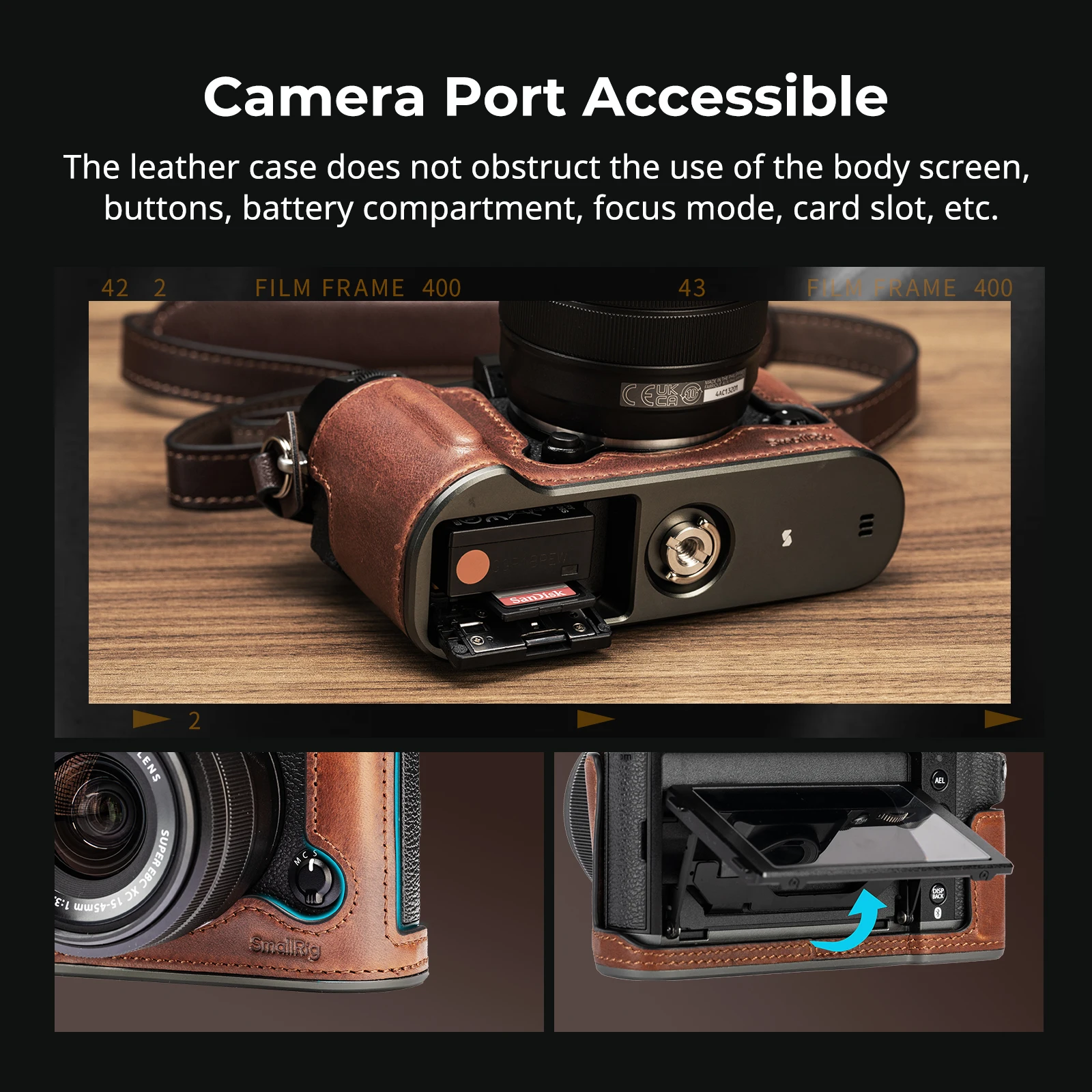 Smallrig-Fujifilm X-T50用カメラレザーハーフケース,レトロスタイル