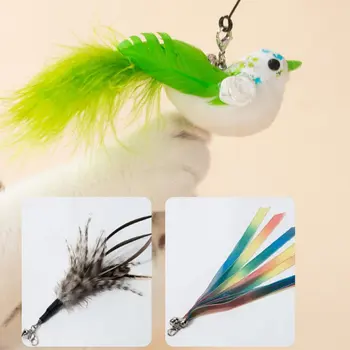 Interactive Cat Toy Funny Simulation Feather Bird with Bell Cat Stick Toy for Kitten Playing Teaser Wand Toy Cat Supplies 6