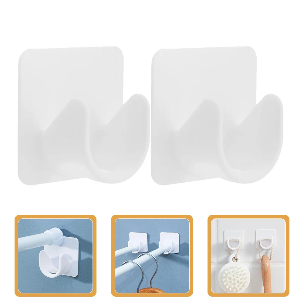 Shower Curtain Rod Holders 2 Pcs Without Drilling Heavy Duty Wall Mount Curtain Rod Stands Bathroom Hardware Home Improvement