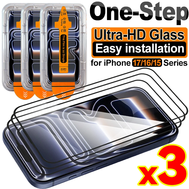 3-Pack HD Tempered Glass Auto Installation Screen Protector