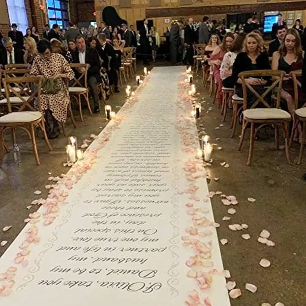 Wedding Aisle Runner 54" Wide by 60' Long Add Your Vows Bible Verse Lyrics