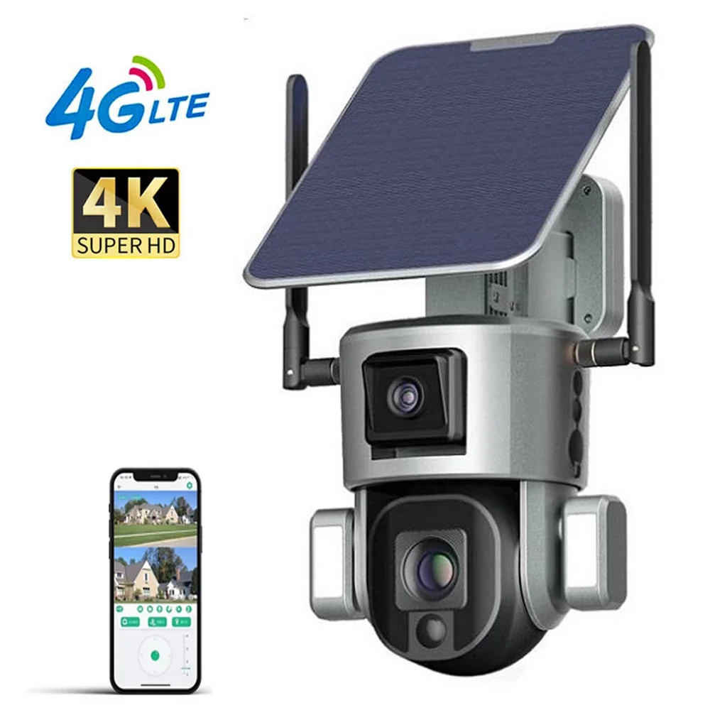 WIFI Wireless Solar Camera Dual Lens 20X Optical Zoom With Solar Panel