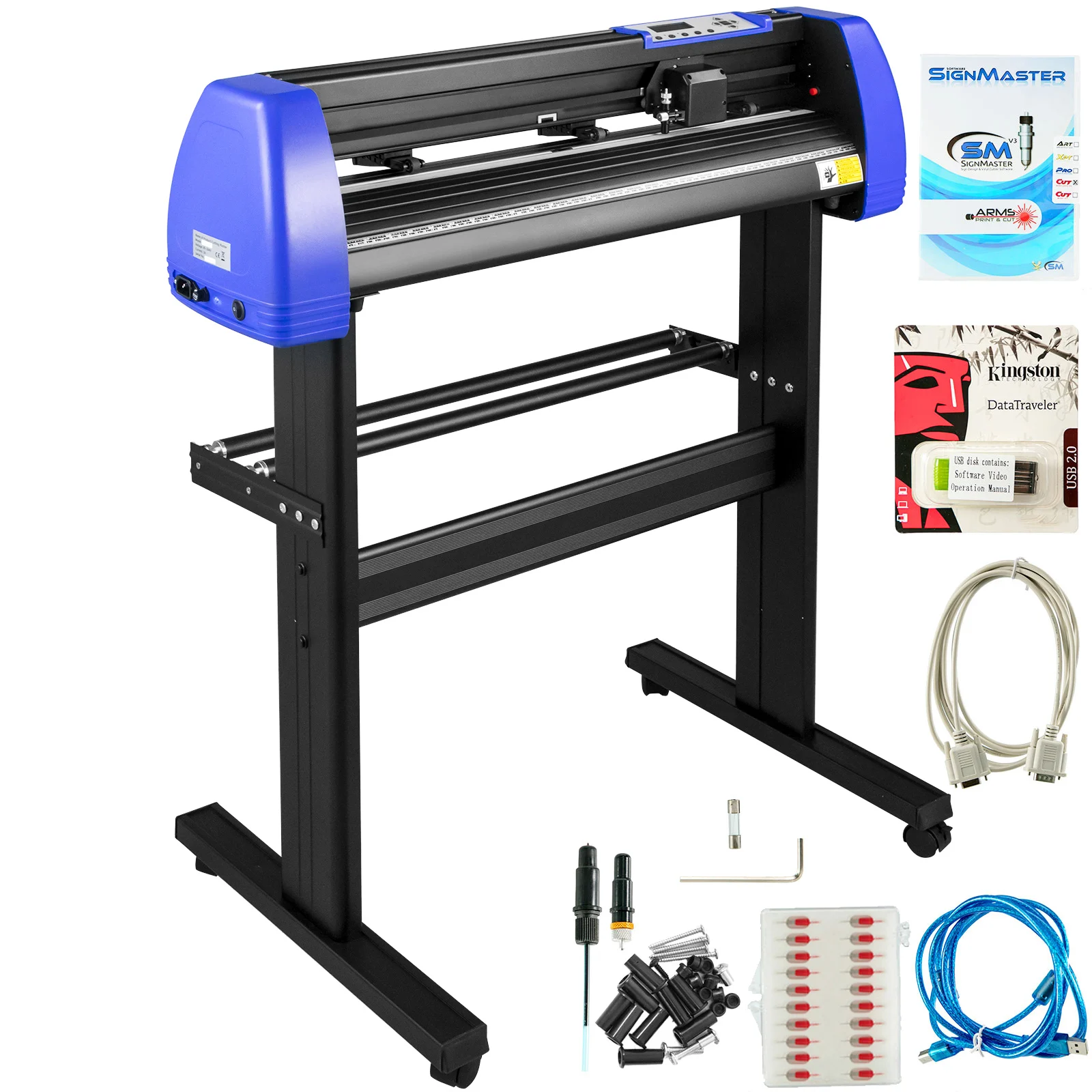 34 Inch Vinyl Cutter Machine Floor Stand Vinly Sign Cutting Plotter Starter Kits Software Adjustable Force Speed