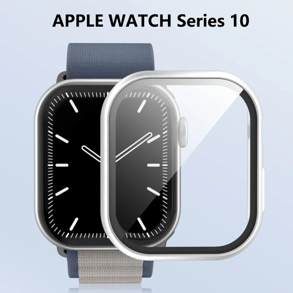Premium Tempered Glass Cover with Matte Hard PC Bumper for Apple Watch Series 10