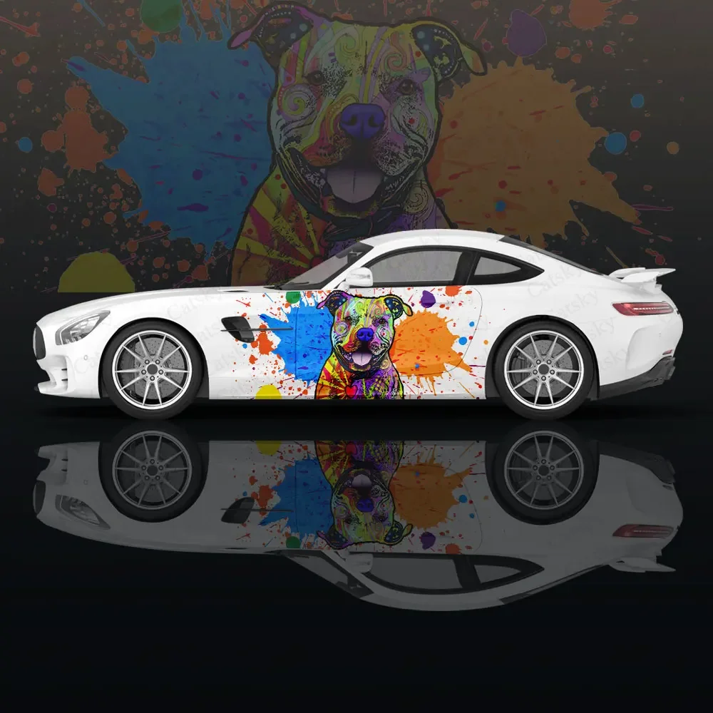 

Красочные наклейки для кузова щенка, собаки, виниловые наклейки Itasha для автомобиля, боковые наклейки, Стикеры для кузова автомобиля