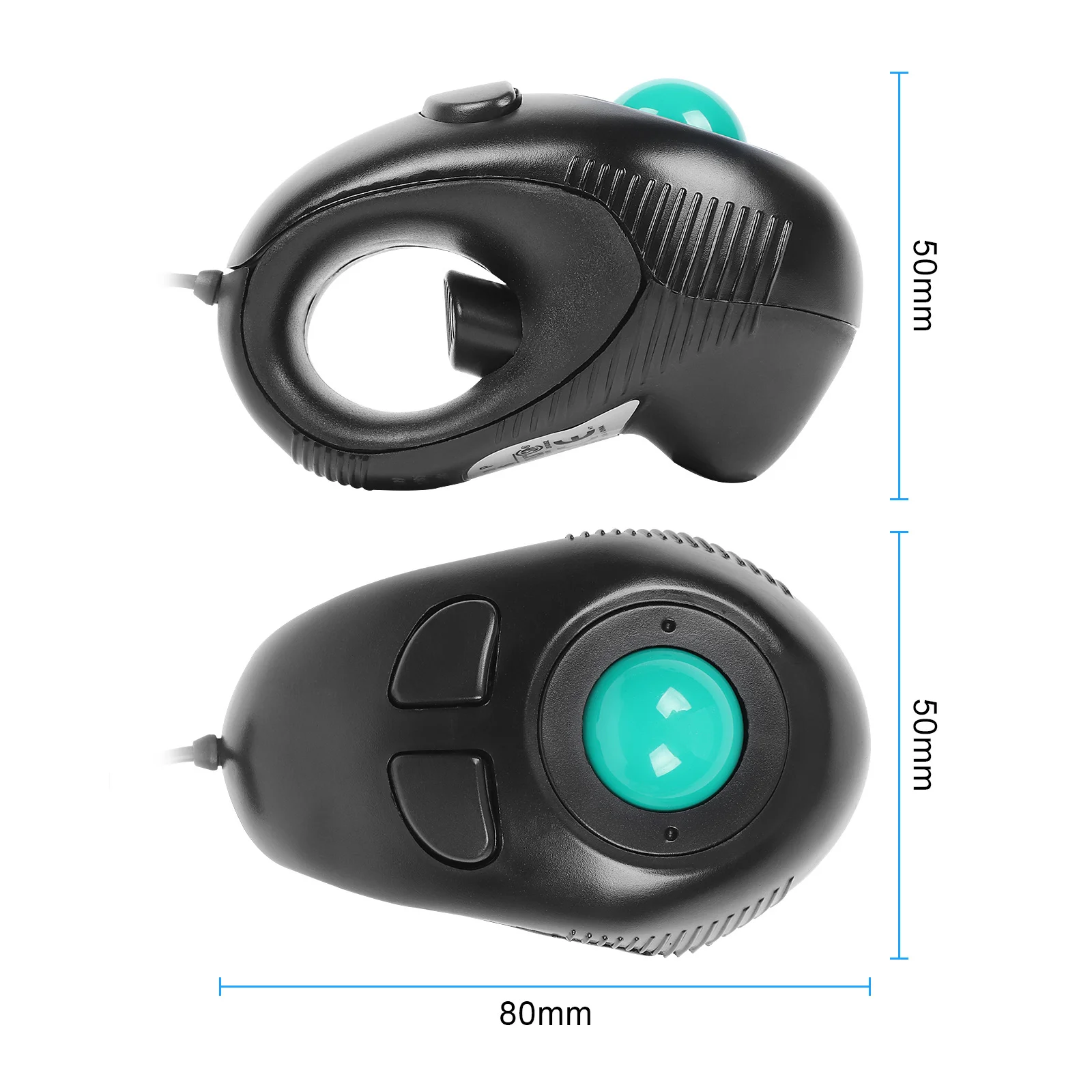 Ergonômico Handheld, USB Optical Track Ball, Wired