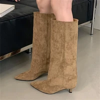Eilyken Winter Street Style Pointed Toe Knee-High Boots Women Low Heels Shoes Female Long Booties Zapatos De Mujer - Image 4