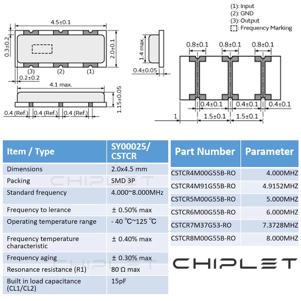 10pcs CSTCR6M 4520 6M SMD Ceramic Crystal Oscillator CSTCR 3Pin 6Mhz 6.000MHZ 2045 2.0*4.5 4.5X2.0MM CSTCR6M00G55B