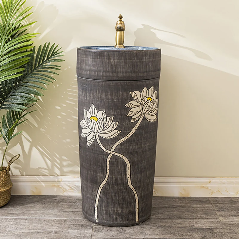 Ceramic integrated column washbasin household toilet