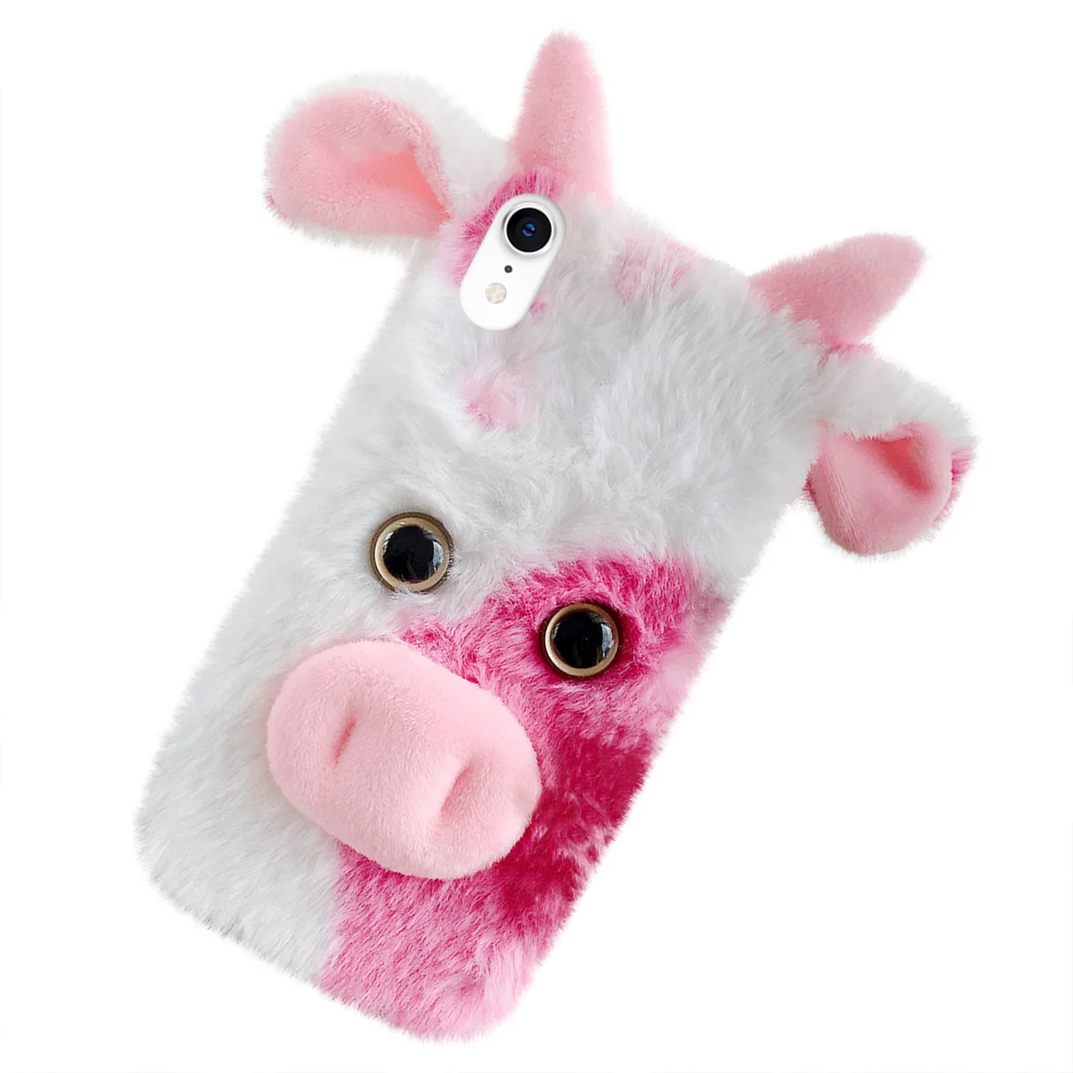 

1pc Warm Plush Cow Phone Case Protective Cover Compatible for iPhone XR