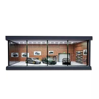 1/64 Diorama Car Garage Model LED Lighting City Car Showroom Scene for Miniatures Vehicles Display Model Assembled Parking Lot 1