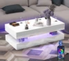 47.3IN High Glossy LED Coffee Table,Modern Center Table with 2 Storage Drawers for Living Room 1