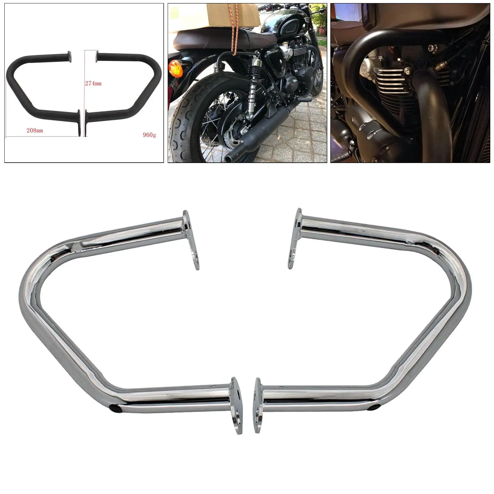 2pcs CHRome Motorcycle Engine Guard Crash Bars for T100 T120