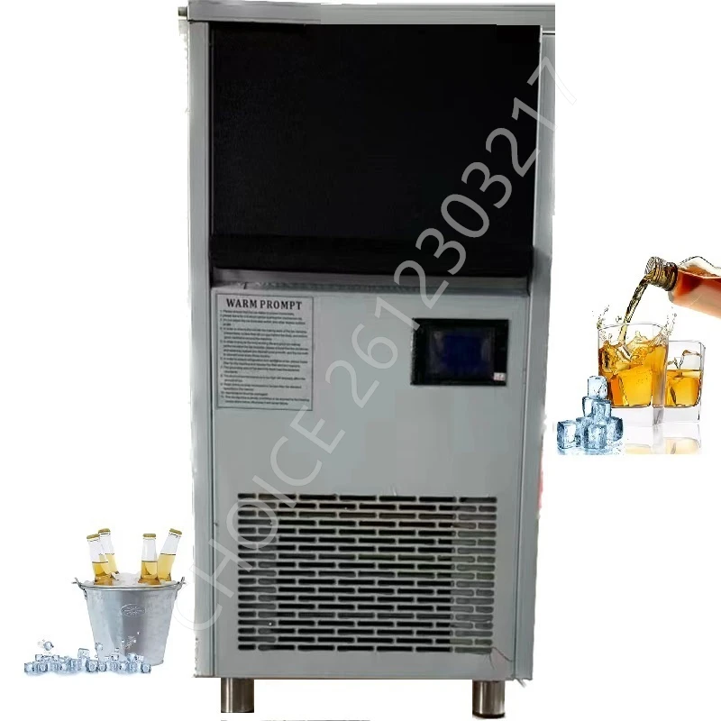 Electric Commercial Ice Maker Machine 198lbs/24h Stainless Steel Construction Automatic Ice Cube Maker Led Display