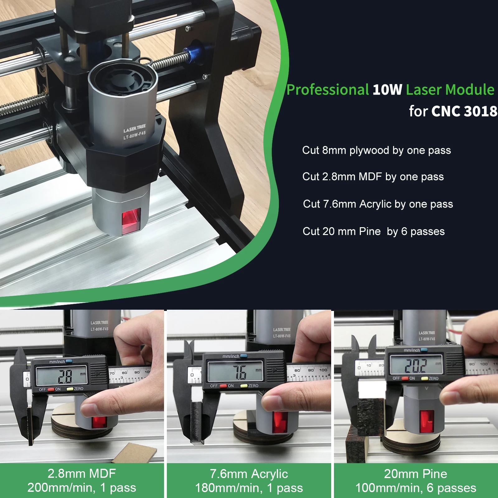 Laser Engraving Machine LASER TREE 80W-F45 Professional 10W Laser Module 450nm TTL Blue Light Module CNC 3018 PRO Engraver Wood Tools