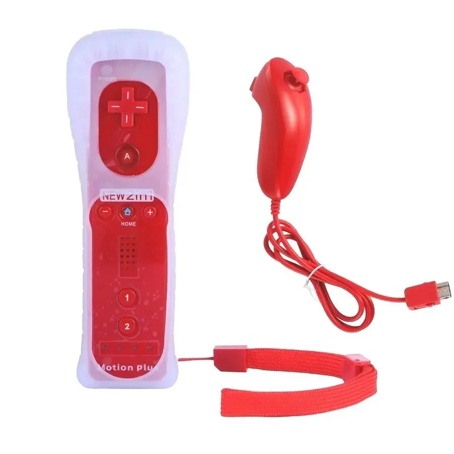 TOP 2 in 1 Wireless Gamepad Remote Controller built in Motion Plus + Nunchuck For Wii Controller Joystick Silicone Case